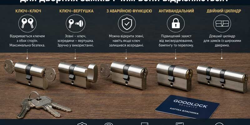 Які бувають типи циліндрів для дверних замків | Goodlock